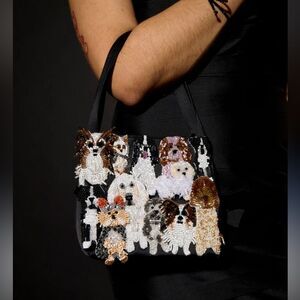 Anthropologie Susan Alexandra The Barkin Beaded Handbag in Black Snout